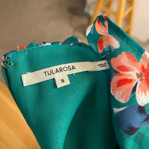 Tularosa Kelly Green Floral Ruffle Gingham Tiered Back Zip Lily Dress Women S - Picture 8 of 10